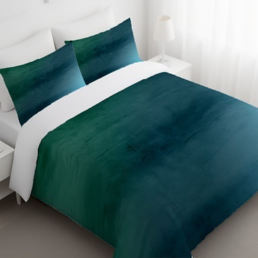 Deep Teal Gradient Abstract Texture Duvet Cover