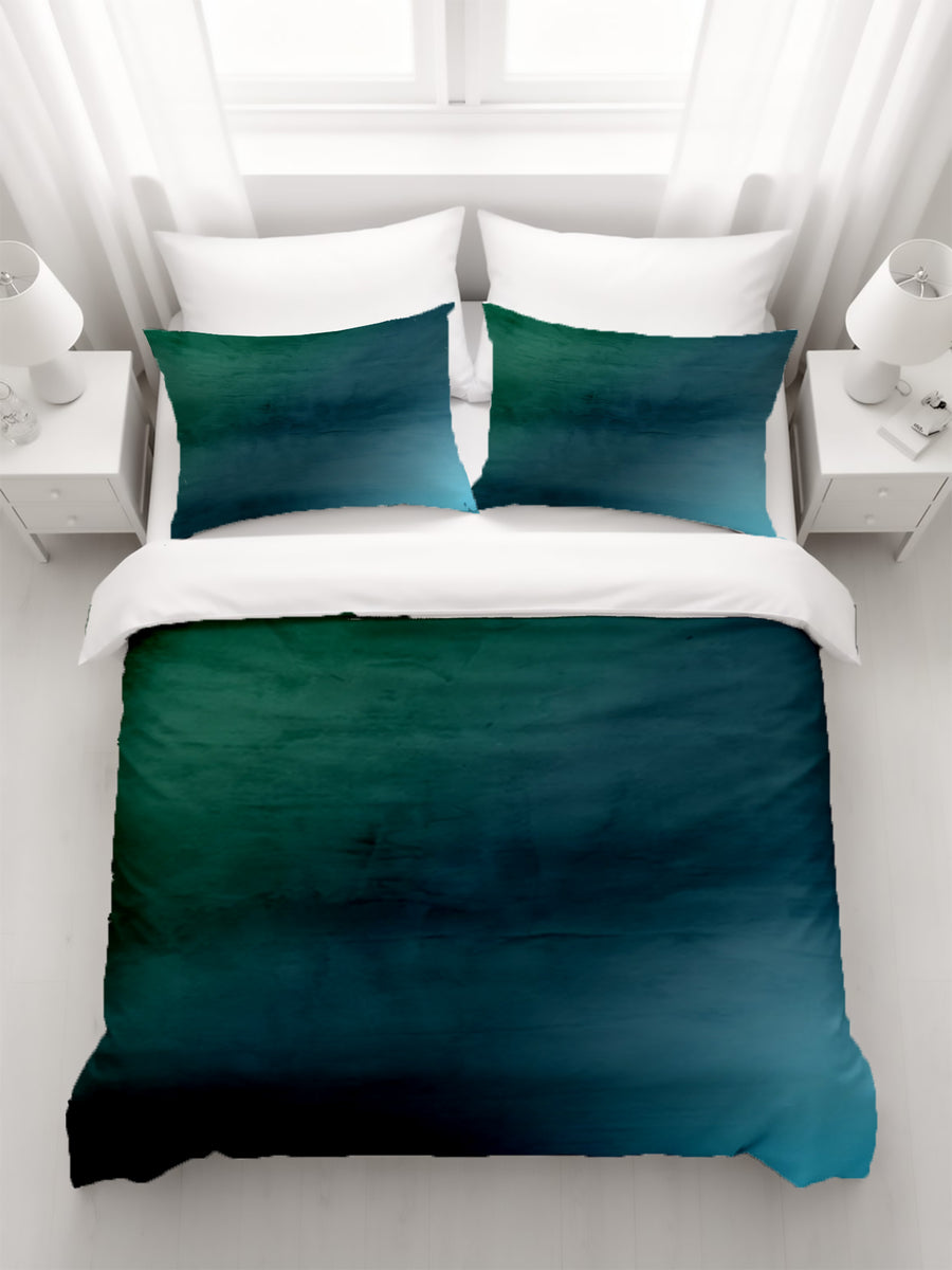 Deep Teal Gradient Abstract Texture Duvet Cover