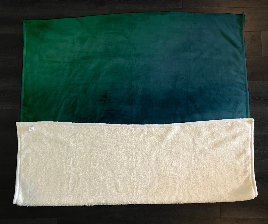 Deep Teal Gradient Abstract Texture Fleece Sherpa Blanket