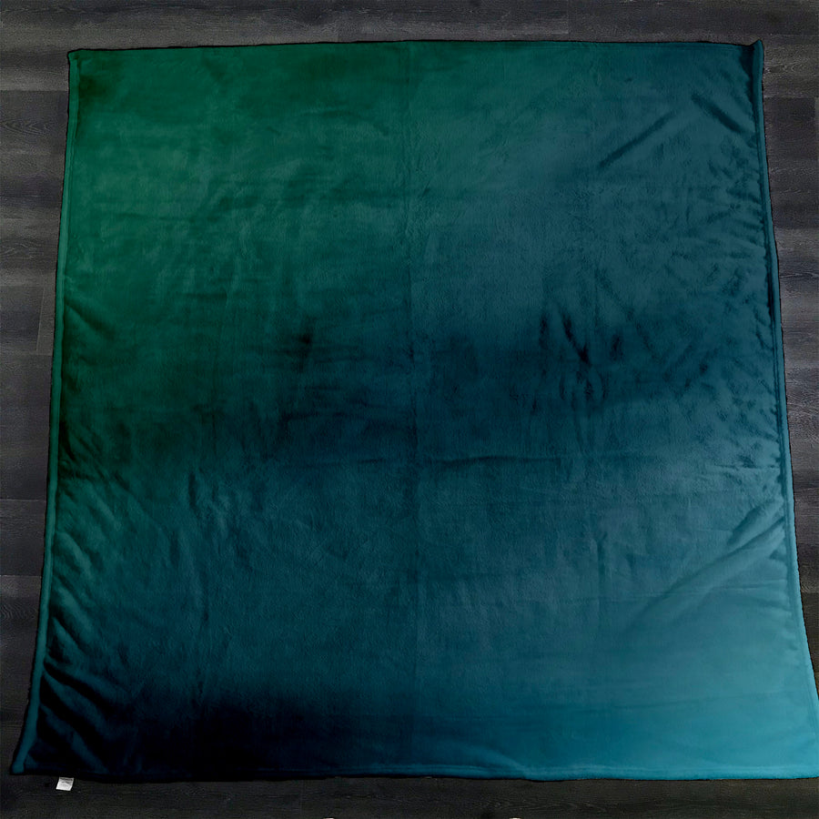 Deep Teal Gradient Abstract Texture Fleece Sherpa Blanket