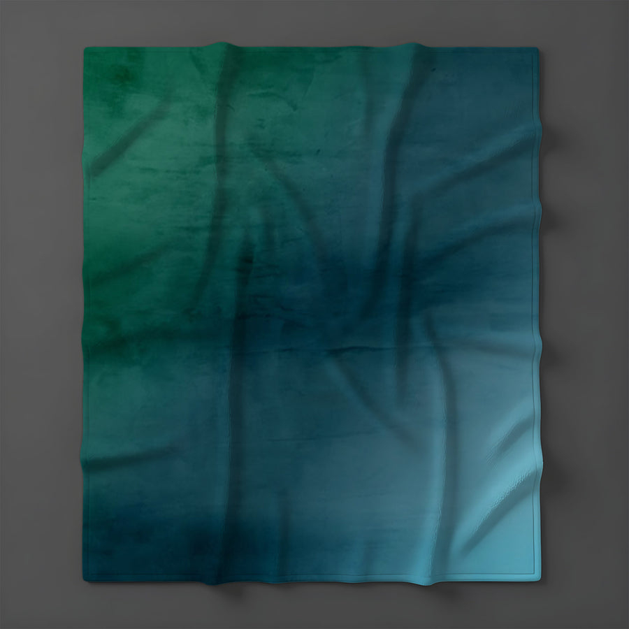 Deep Teal Gradient Abstract Texture Fleece Sherpa Blanket
