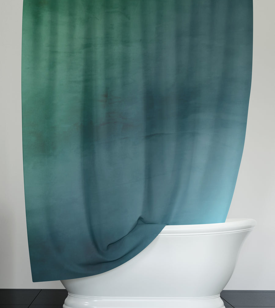 Deep Teal Gradient Abstract Texture Shower Curtain