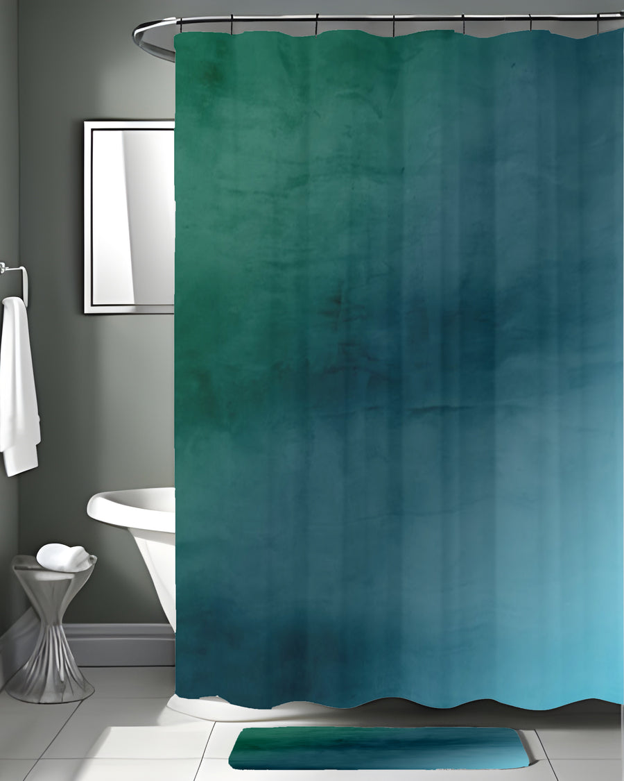 Deep Teal Gradient Abstract Texture Shower Curtain