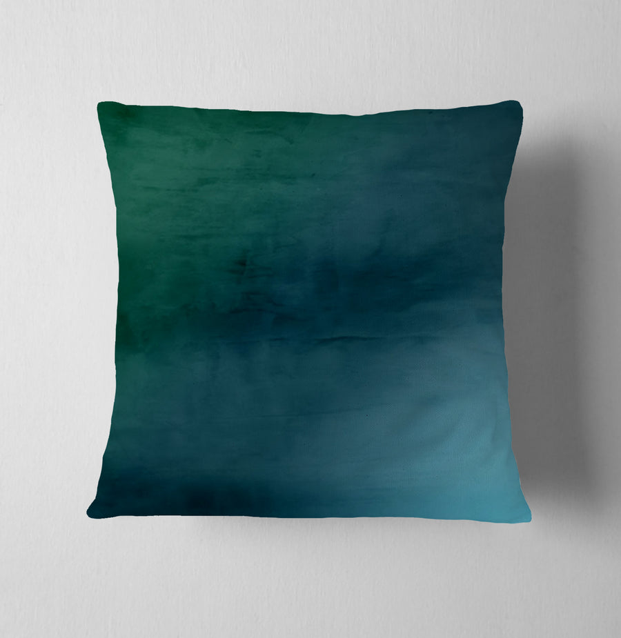 Deep Teal Gradient Abstract Texture Throw Pillow Cover