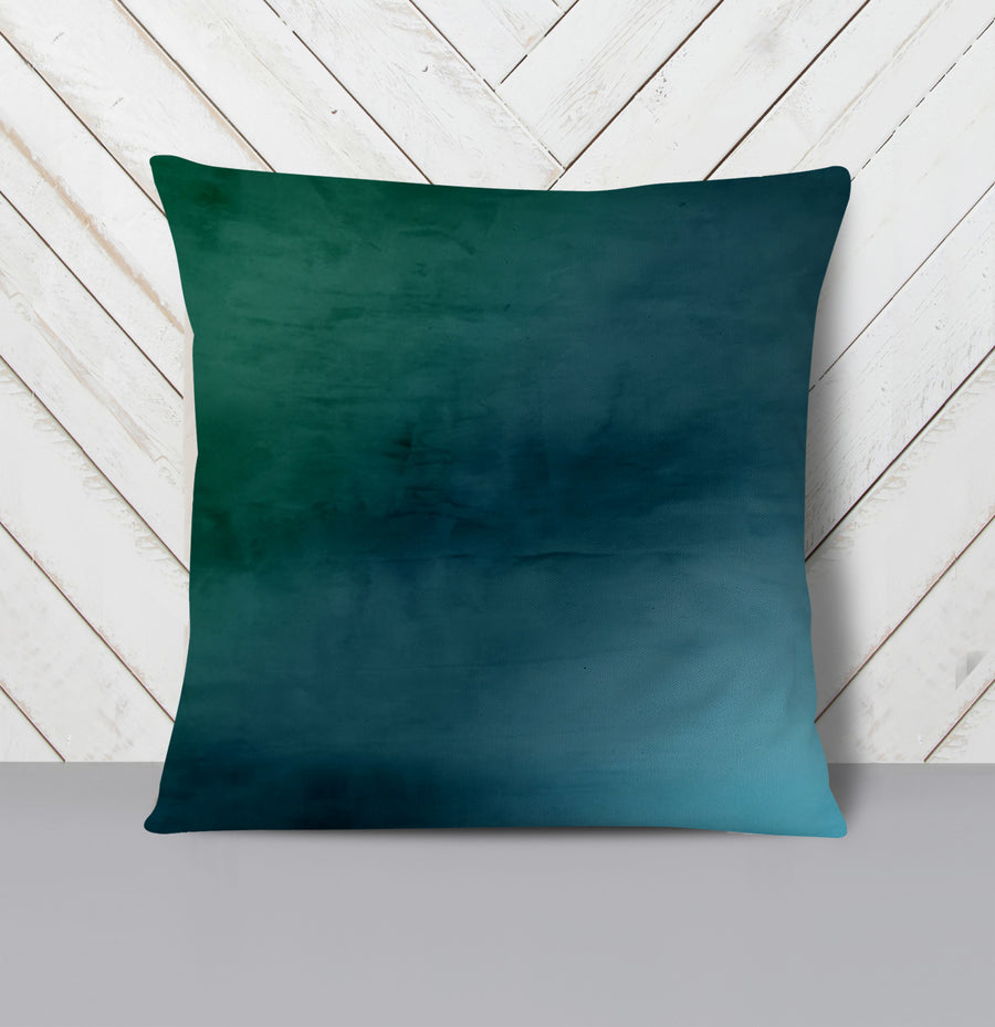 Deep Teal Gradient Abstract Texture Throw Pillow Cover