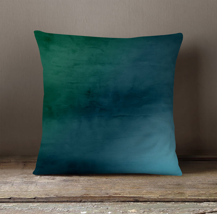 Deep Teal Gradient Abstract Texture Throw Pillow Cover