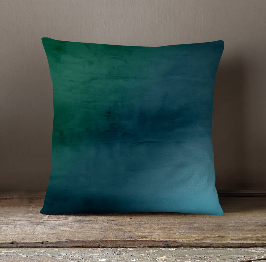 Deep Teal Gradient Abstract Texture Throw Pillow Cover