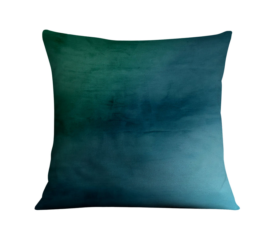 Deep Teal Gradient Abstract Texture Throw Pillow Cover