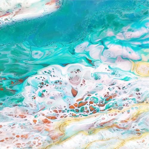 Teal Coastal Foam Ocean Pattern