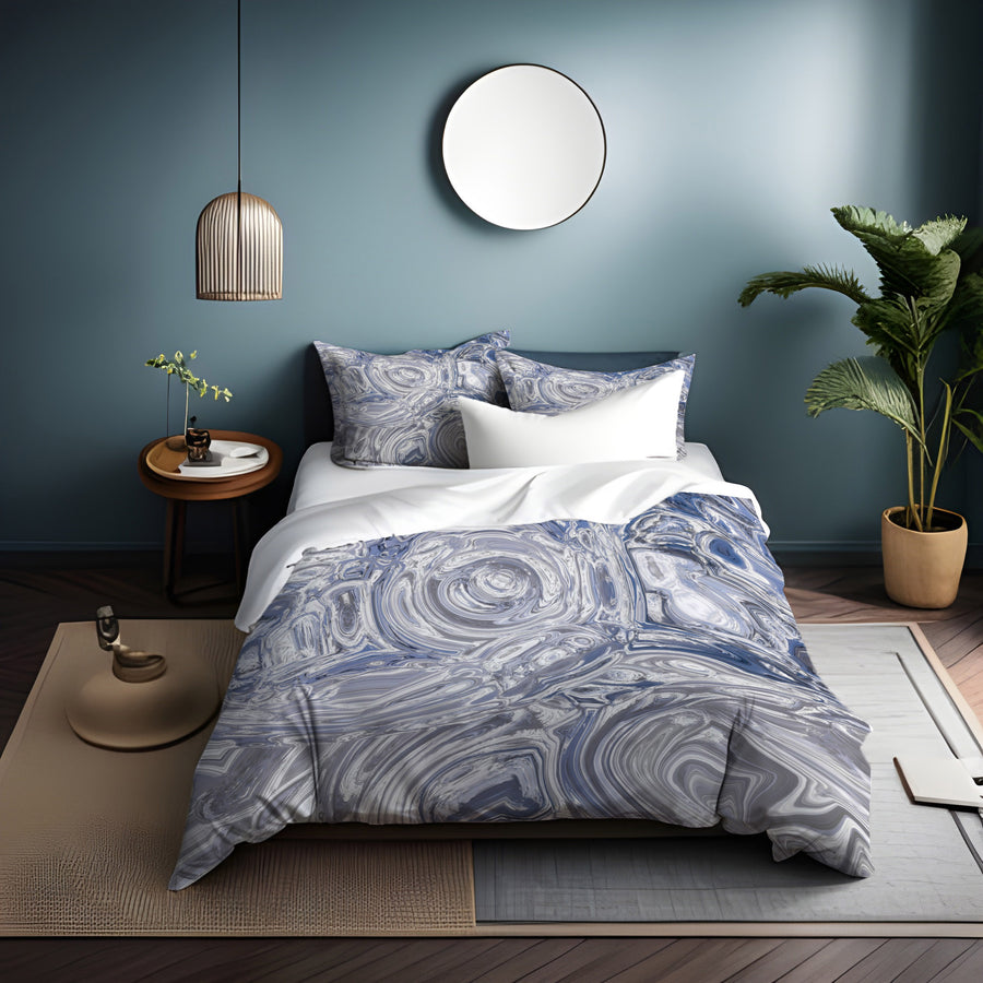 Gray Marble Swirl Texture Pattern Duvet Cover
