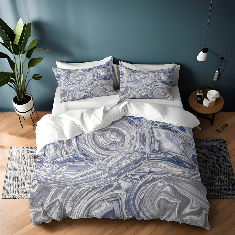 Gray Marble Swirl Texture Pattern Duvet Cover