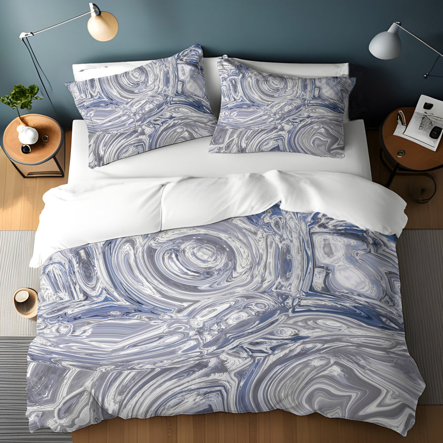 Gray Marble Swirl Texture Pattern Duvet Cover