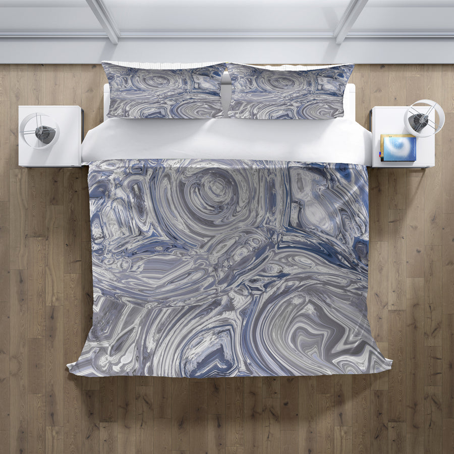 Gray Marble Swirl Texture Pattern Duvet Cover
