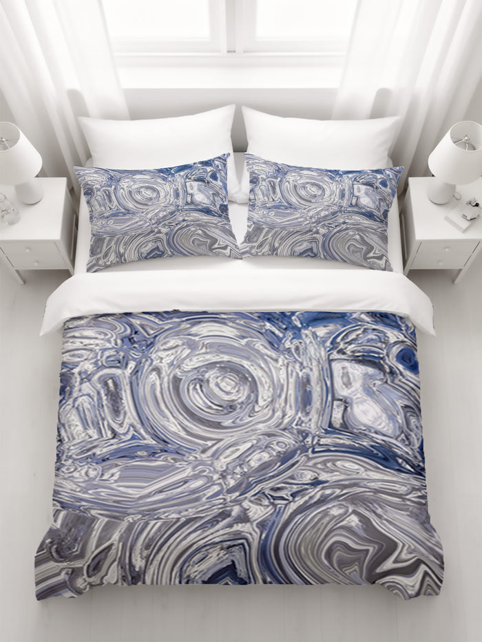 Gray Marble Swirl Texture Pattern Duvet Cover