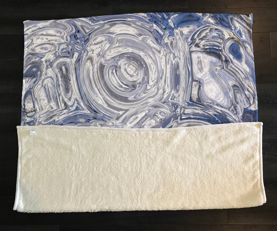 Gray Marble Swirl Texture Pattern Fleece Sherpa Blanket