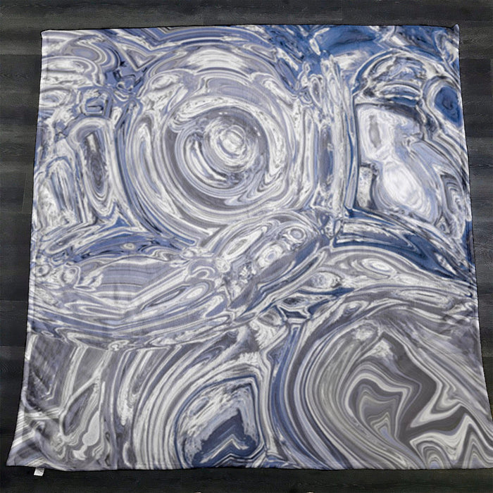 Gray Marble Swirl Texture Pattern Fleece Sherpa Blanket