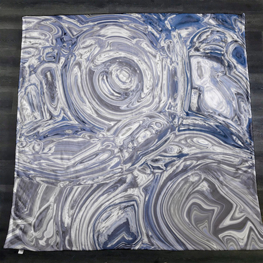 Gray Marble Swirl Texture Pattern Fleece Sherpa Blanket