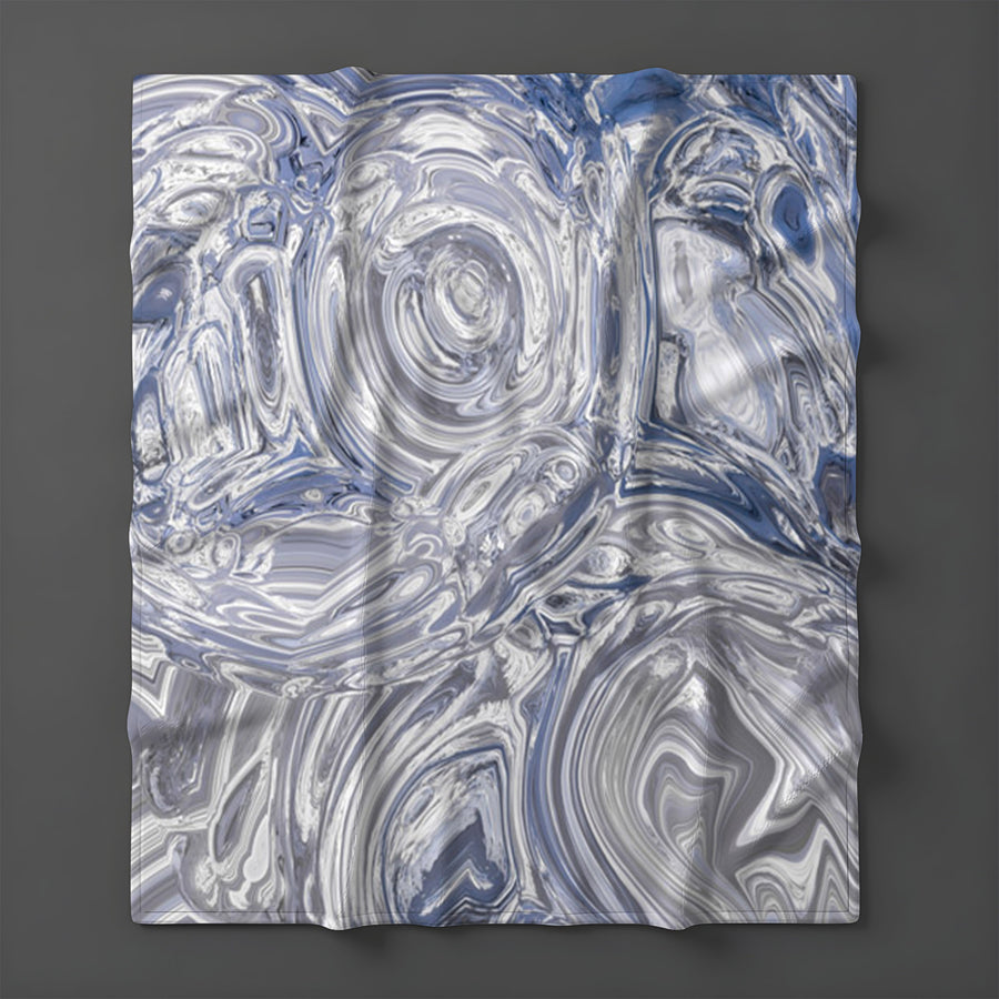 Gray Marble Swirl Texture Pattern Fleece Sherpa Blanket
