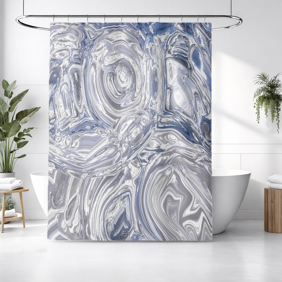 Gray Marble Swirl Texture Pattern Shower Curtain