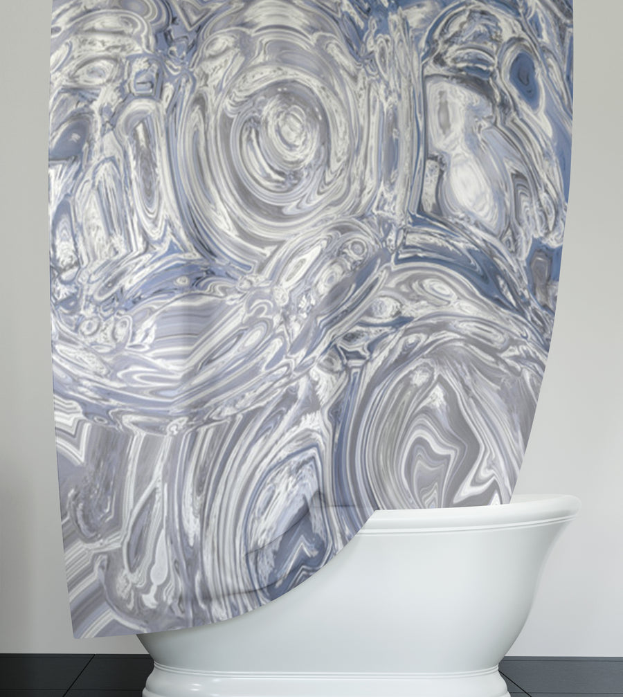 Gray Marble Swirl Texture Pattern Shower Curtain