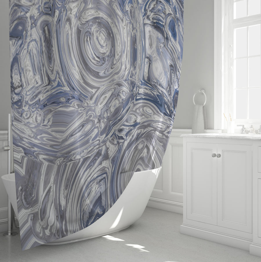 Gray Marble Swirl Texture Pattern Shower Curtain