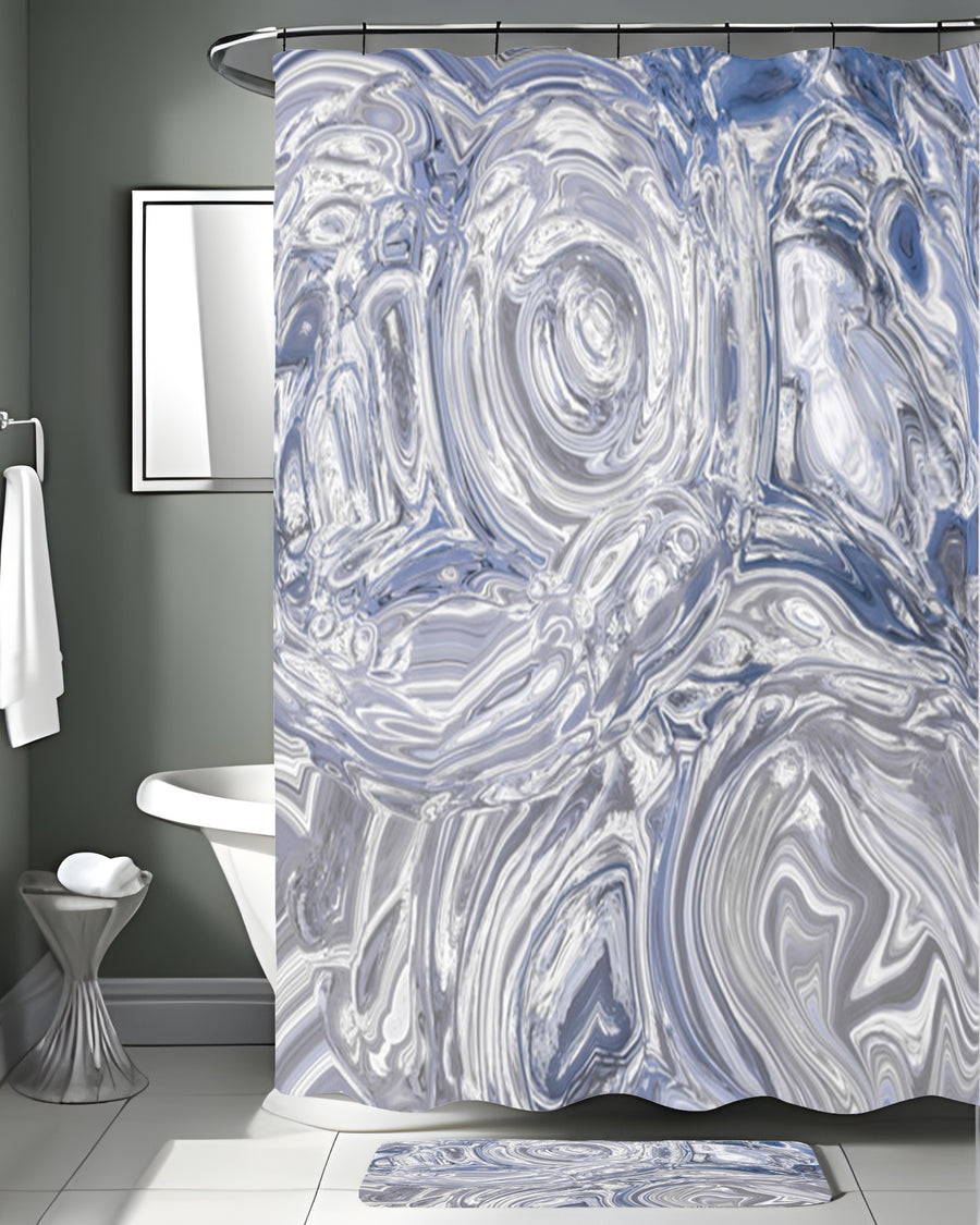 Gray Marble Swirl Texture Pattern Shower Curtain