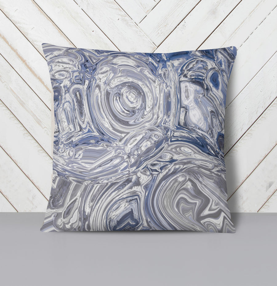 Gray Marble Swirl Texture Pattern Throw Pillow Cover