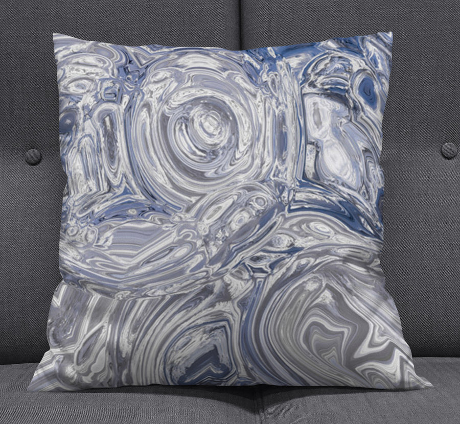 Gray Marble Swirl Texture Pattern Throw Pillow Cover