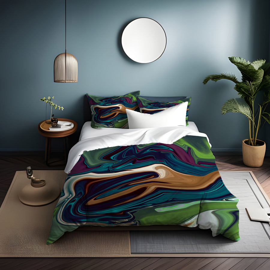 Multicolor Liquid Flow Abstract Pattern Duvet Cover