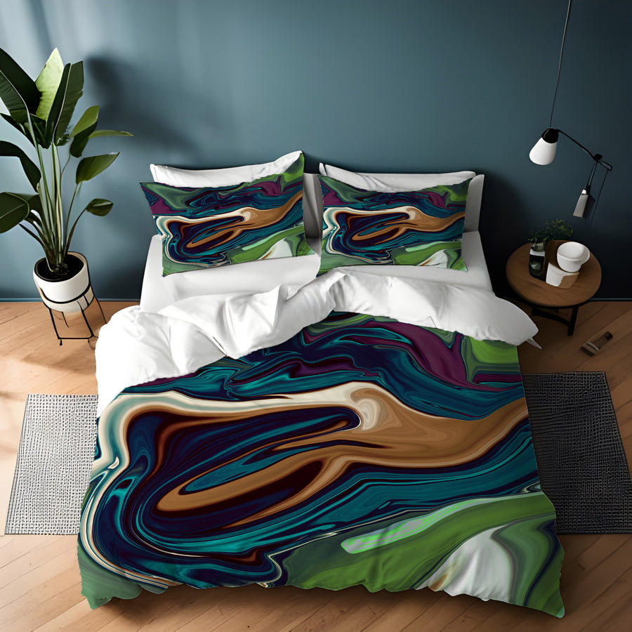 Multicolor Liquid Flow Abstract Pattern Duvet Cover
