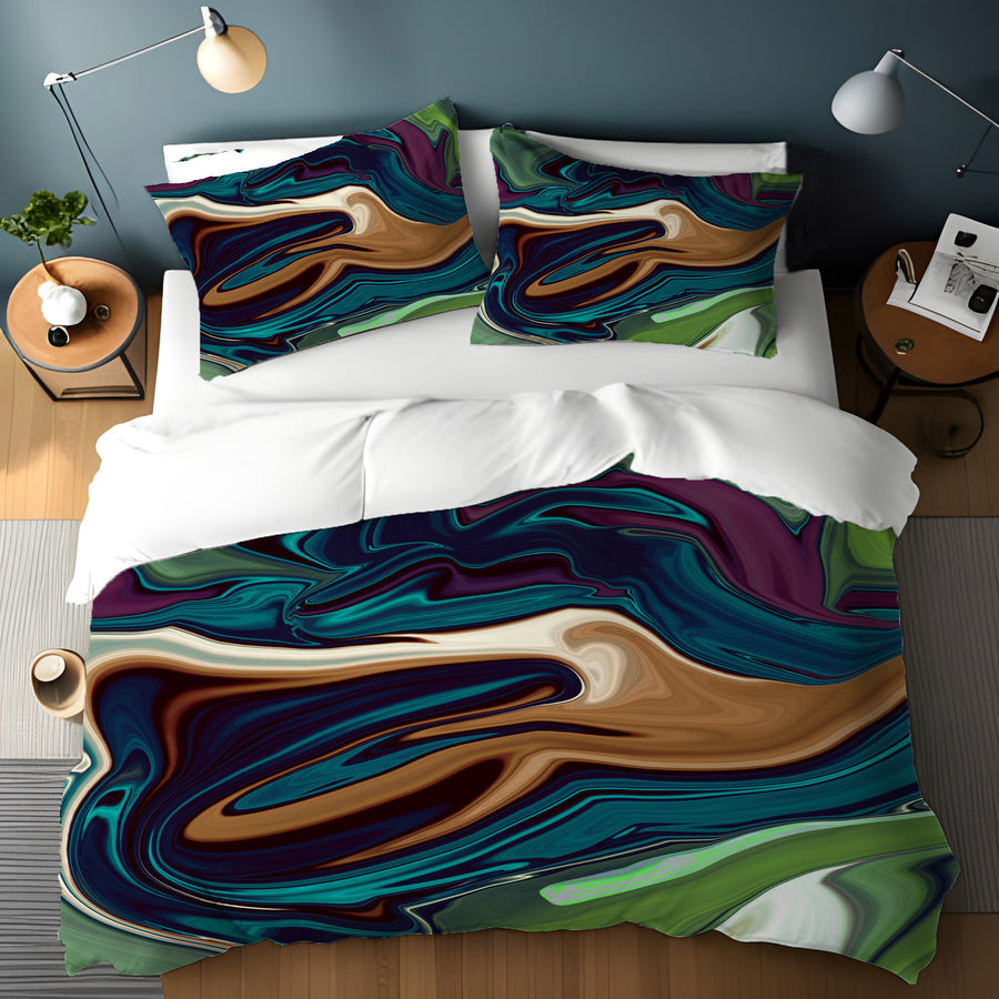 Multicolor Liquid Flow Abstract Pattern Duvet Cover