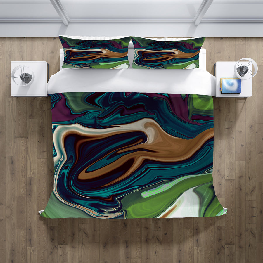 Multicolor Liquid Flow Abstract Pattern Duvet Cover