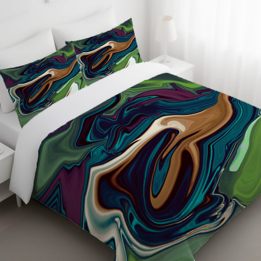 Multicolor Liquid Flow Abstract Pattern Duvet Cover
