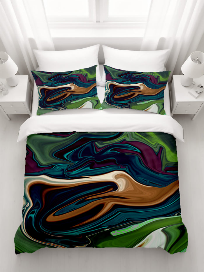 Multicolor Liquid Flow Abstract Pattern Duvet Cover
