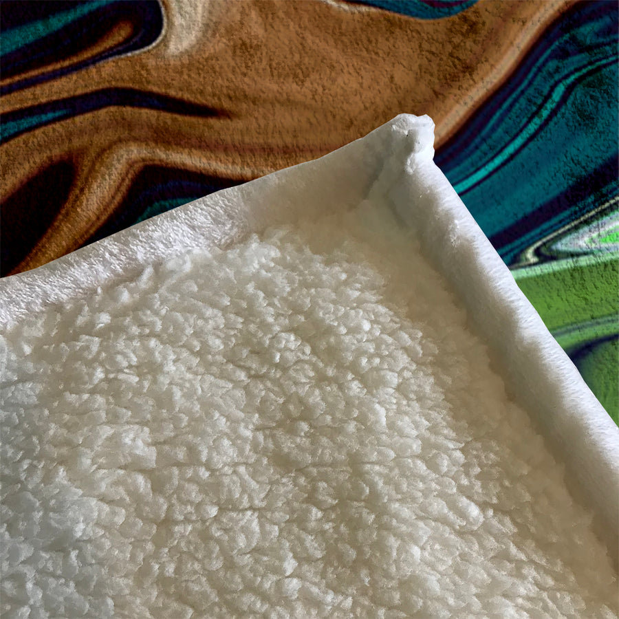 Multicolor Liquid Flow Abstract Pattern Fleece Sherpa Blanket