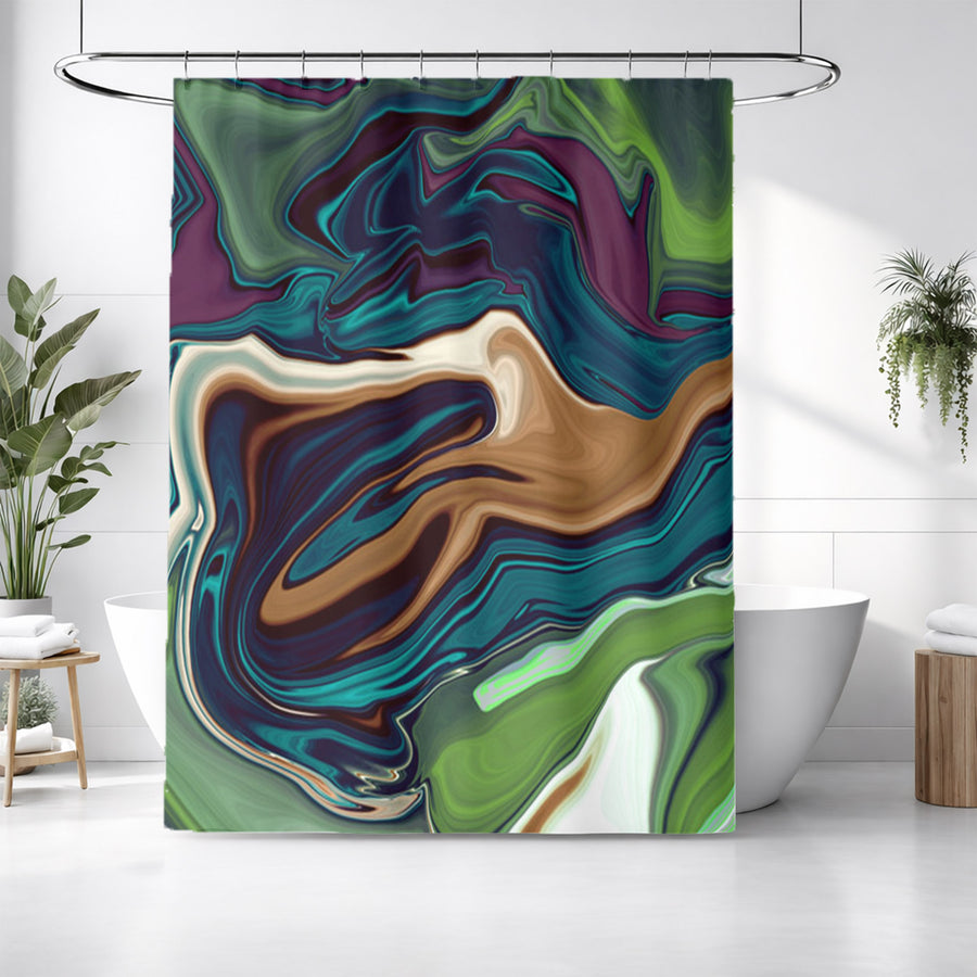 Multicolor Liquid Flow Abstract Pattern Shower Curtain