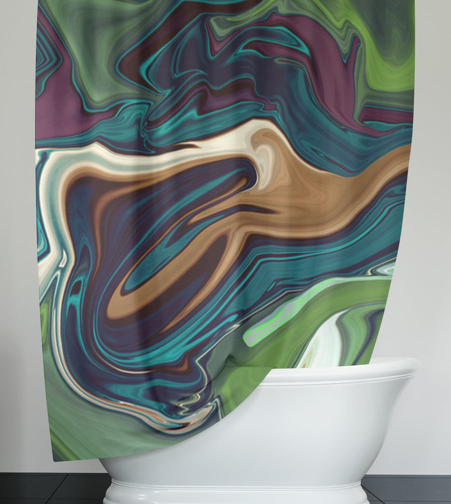 Multicolor Liquid Flow Abstract Pattern Shower Curtain
