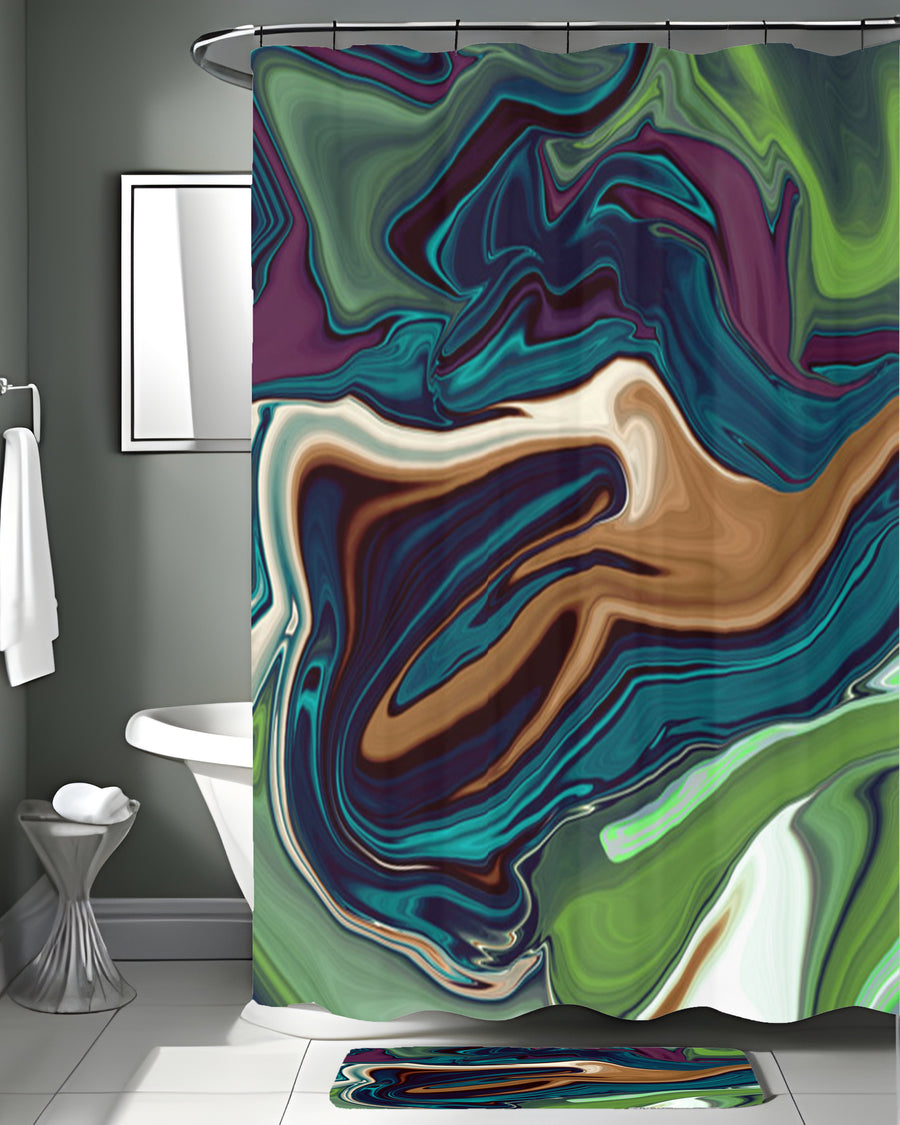 Multicolor Liquid Flow Abstract Pattern Shower Curtain