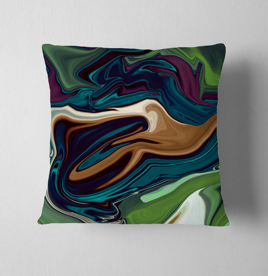 Multicolor Liquid Flow Abstract Pattern Throw Pillow Cover