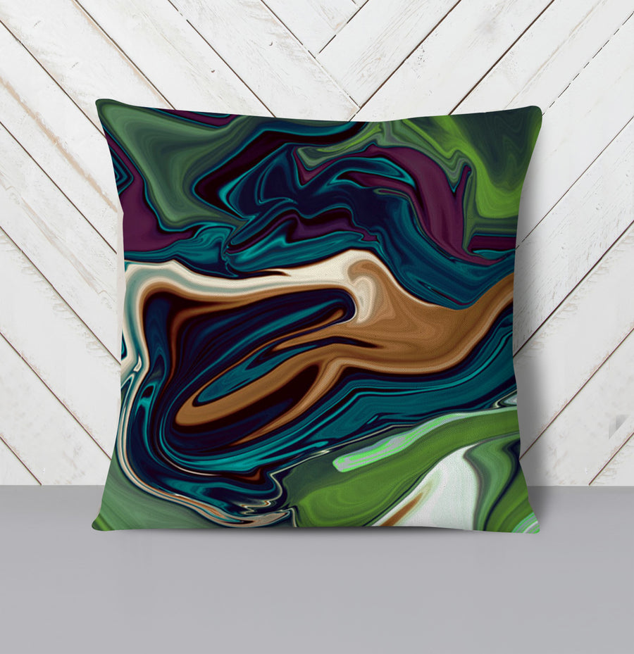 Multicolor Liquid Flow Abstract Pattern Throw Pillow Cover