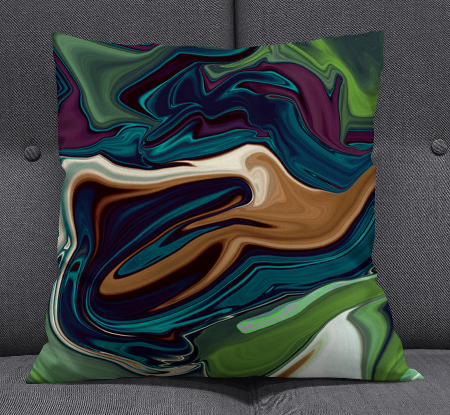 Multicolor Liquid Flow Abstract Pattern Throw Pillow Cover