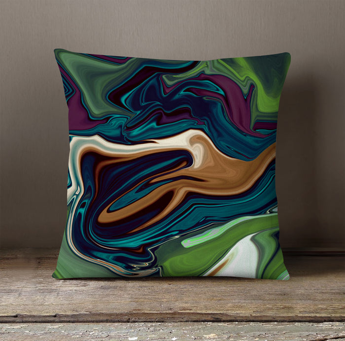 Multicolor Liquid Flow Abstract Pattern Throw Pillow Cover