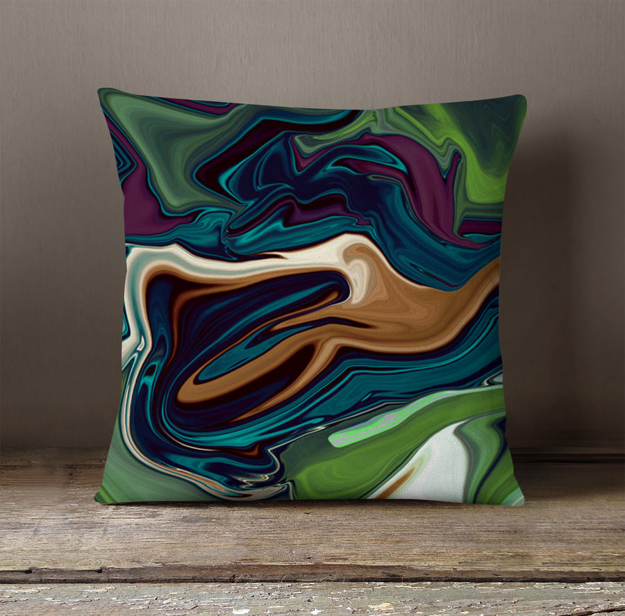 Multicolor Liquid Flow Abstract Pattern Throw Pillow Cover