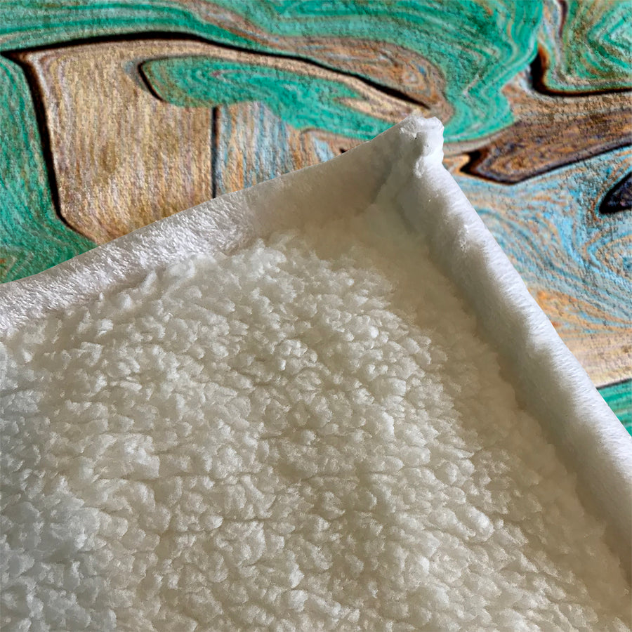 Beige and Teal Natural Stone Marble Pattern Fleece Sherpa Blanket