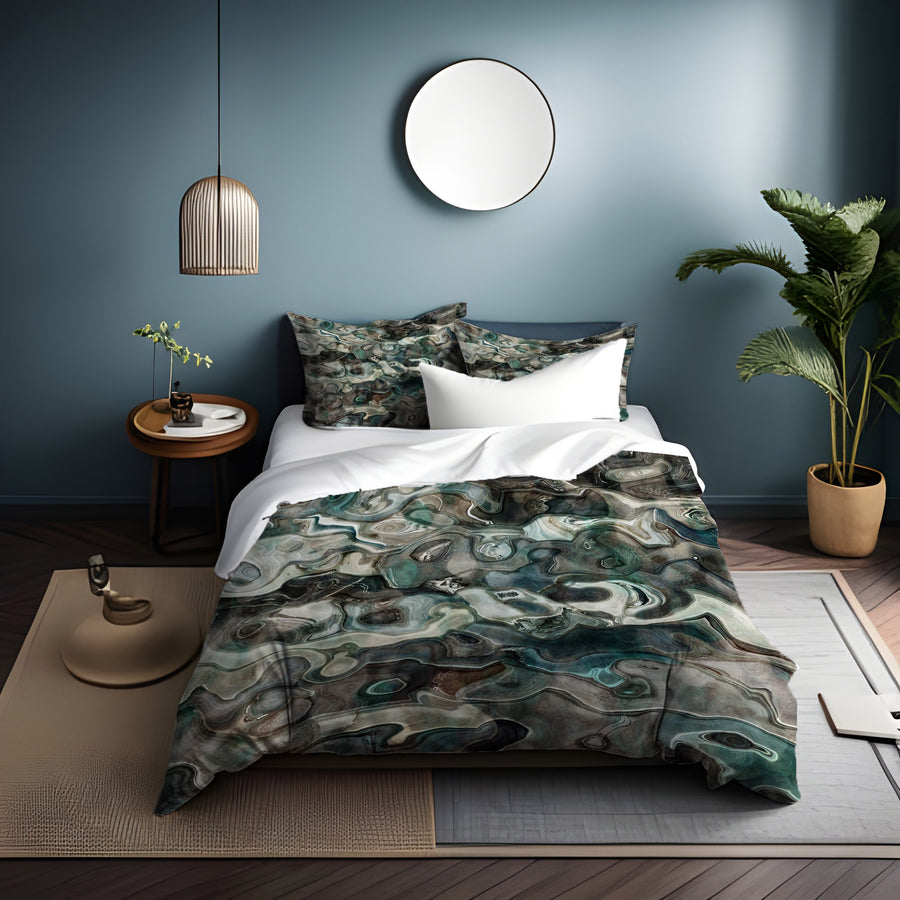 Gray Organic Stone Texture Pattern Duvet Cover