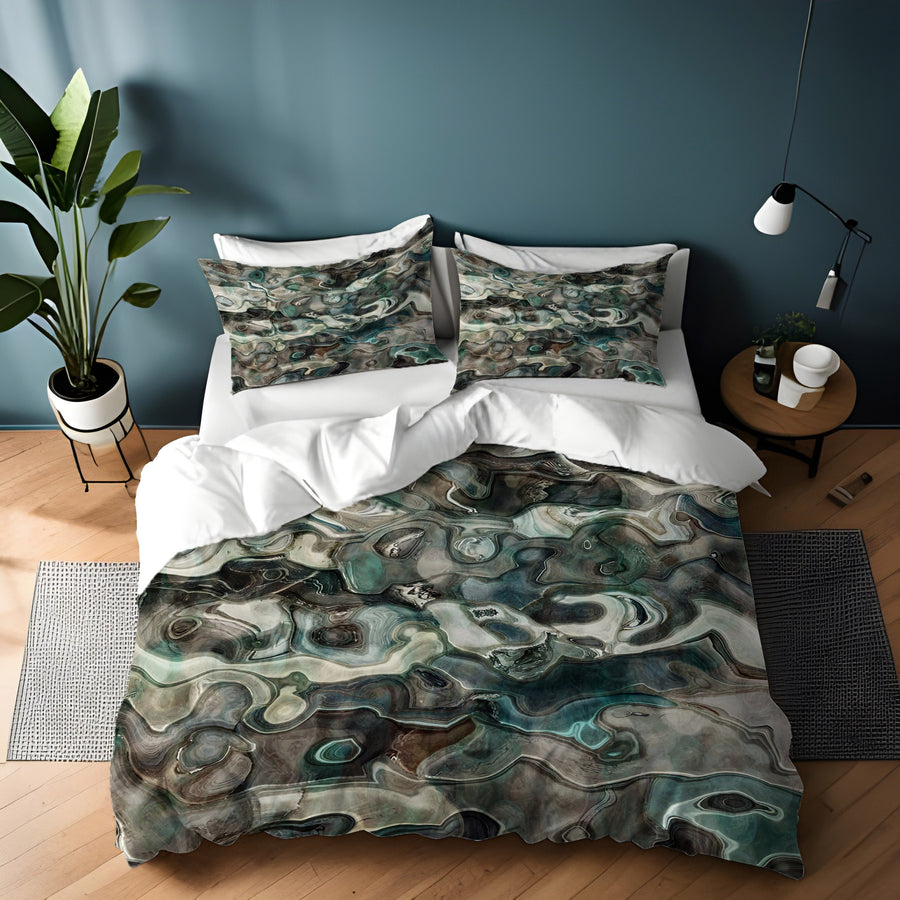 Gray Organic Stone Texture Pattern Duvet Cover