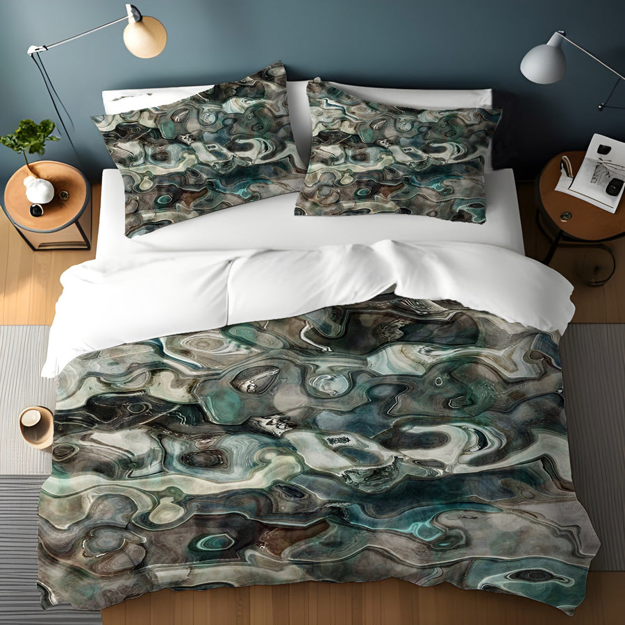 Gray Organic Stone Texture Pattern Duvet Cover
