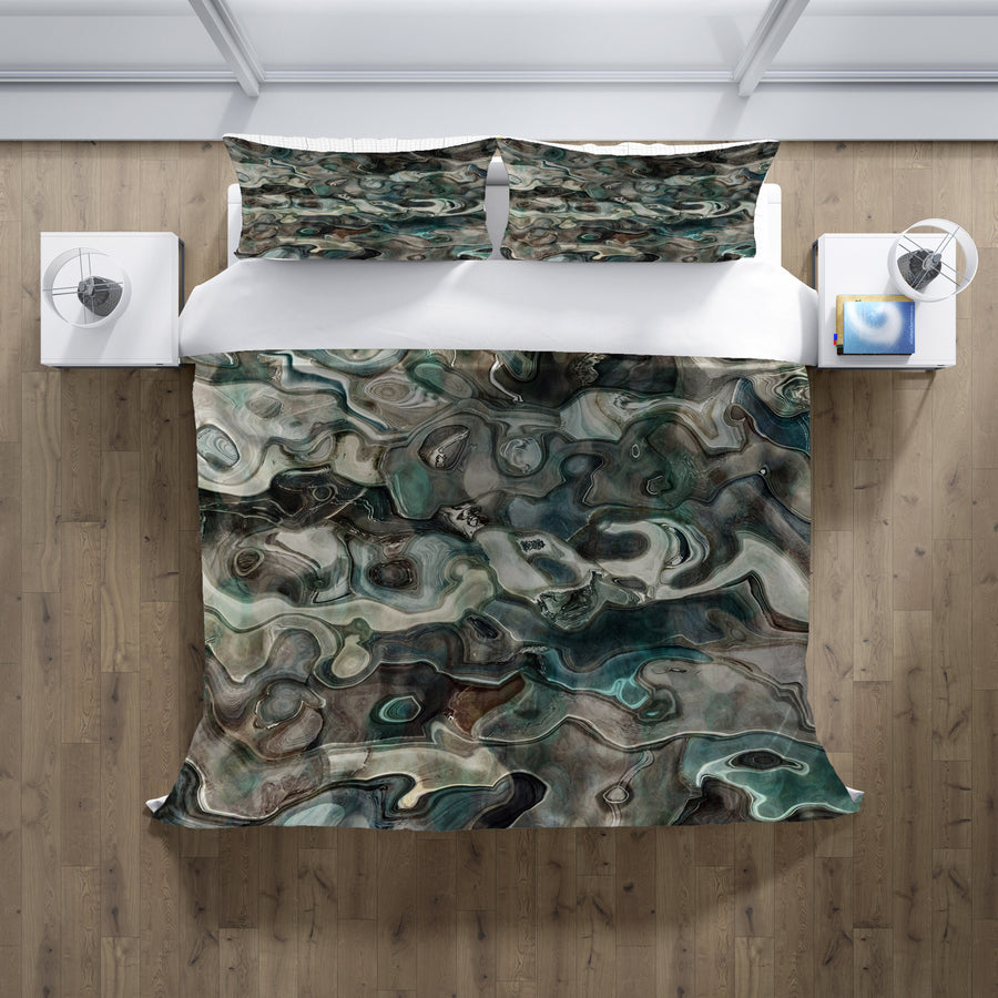 Gray Organic Stone Texture Pattern Duvet Cover