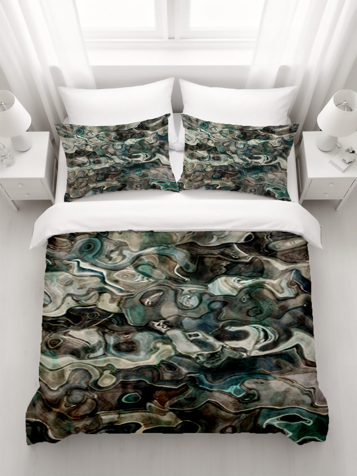 Gray Organic Stone Texture Pattern Duvet Cover