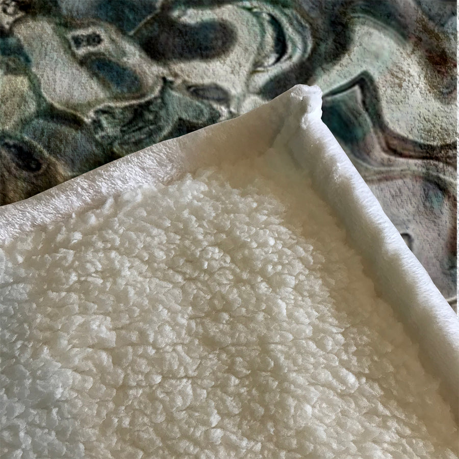 Gray Organic Stone Texture Pattern Fleece Sherpa Blanket